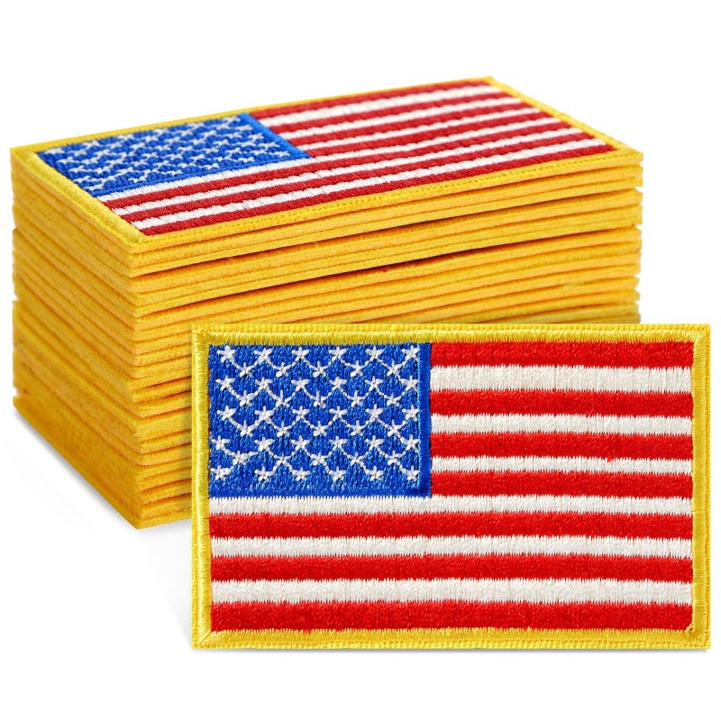 Okuna Outpost American Flag Patch Set - 3 x 0.6 x 1.9 in, 24 Pack, Embroidered - Iron On & Sew On American Flag Patches for Clothing & Backpacks - Image 1